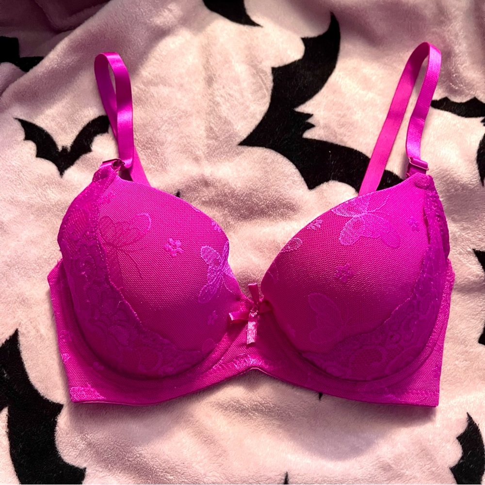 ✨💞🦋Isadora Paccini Pink Butterfly Lace Bra🦋💕✨ 34C
